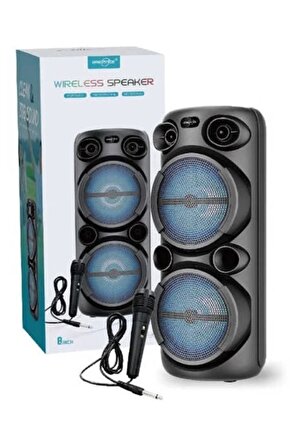 BÜYÜK BOY ŞARJLI HOPARLÖR KARAOKE MİKROFONLU TAŞINABİLİR KABLOSUZ BLUETOOTH SPEAKER