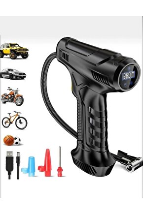 Dijital LCD Ekranlı 3600mAh 150 psi Hava Kompresörü Powerbank Özellikli Araç Lastik Şişirme Pompası