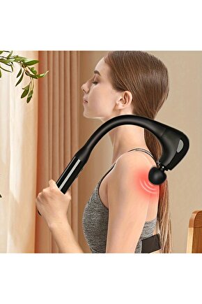 UZUN SAPLI ŞARJLI MASAJ TABANCASI U ŞEKLİNDE DERİN DOKU KAS TÜM VÜCUT MASAJ ALETİ 3 MOD 6 KADEME