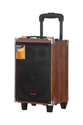 B-q8 Mikrofonlu Kumandalı Taşınabilir Tekerlekli Bluetooth Hoparlör Kahverengi