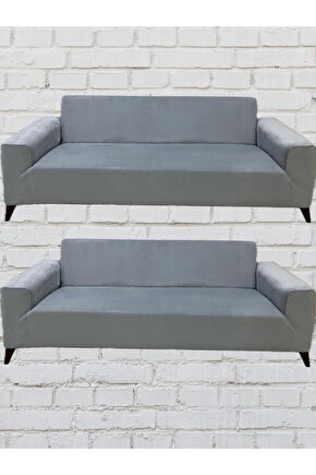 3+3 İtalyan Süet Koltuk Örtüsü(AÇIKGRİ)