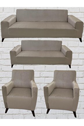 3+2+1+1 İtalyan Süet Koltuk Örtüsü(VİZON)