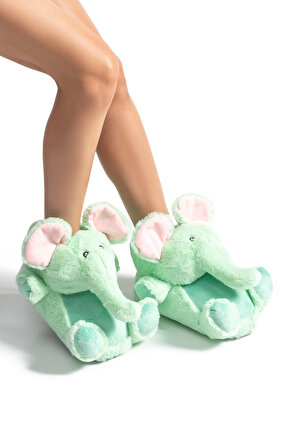 Elephant-2 Kadın Hayvanlı Panduf Yeşil 3641