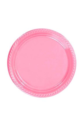 Pembe Plastik Tabak Çap 22 cm 25 Adet 1 Paket