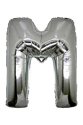 M Harf Silver Folyo Balon Harfli Balon 100 Cm Dev Boy