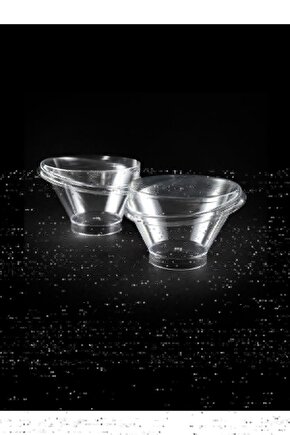 Plastik Kristal Oval Kase Kapaklı 220cc 15 Adet Kullan At