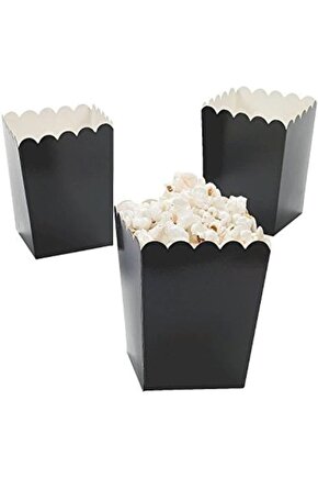 Siyah Mısır Kutusu + Siyah Patlamış Mısır Kutusu + Siyah Popcorn Kutusu 8li