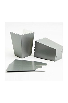 Popcorn Kutusu ( Mısır , Cips Kutusu ) 8 Adet Gümüş