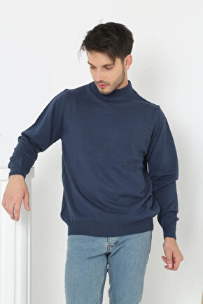 Erkek Yarım Boğaz Triko Kazak yumuşak dokulu Pamuklu ince Dokuma, uzun kollu Rahat Regular kalıp - İ