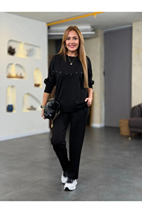 Kadın Inci Detay Modal Kumaş Ikili Takım