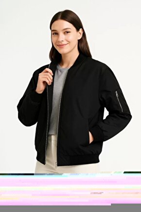 Kadın Bomber Mont Ceket – Fermuarlı, Kapitone İçi Astarlı, Su İtici Kumaş, Regular Fit, Yandan Cepli