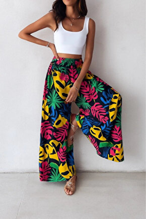 MDB Kadın Yüksek Bel Lastikli Desenli Süprem Pantolon