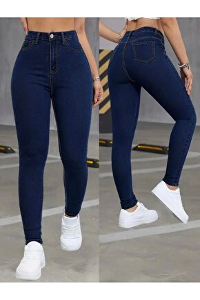 Kadın Yüksek Bel Dar Paça Likralı Pantolon