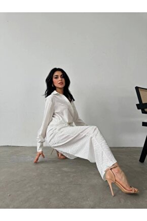 Gömlek Pantolon Saten İkili Takım