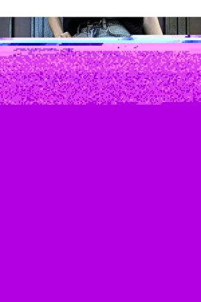 Kadın Jeans Kot Parçalı Palazzo Pantolon - Siyah