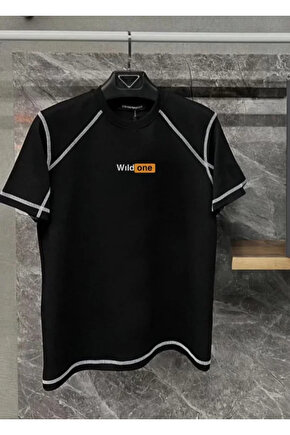 eyesof Unisex Dikişli Baskılı Oversize T-Shirt - Siyah