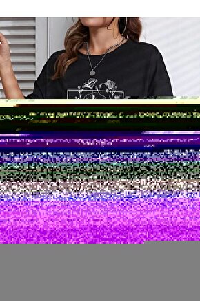 Baskılı Kadın T-shirt - Siyah