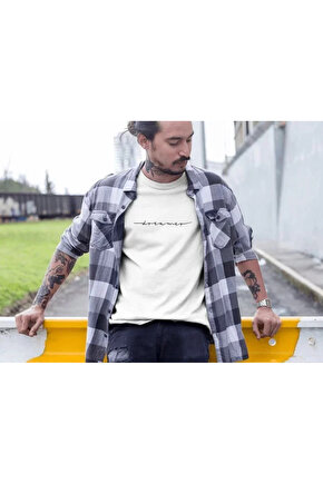 eyesof Erkek Bisiklet Yaka Baskılı Oversize T-Shirt - Beyaz