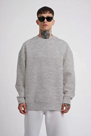 eyesof Unisex Biskilet Yaka Üç İplik SweatShirt - Gri