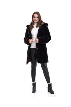 Kadın Reks Kapüşonlu - Kahverengi