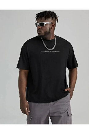 eyesof Unisex Baskılı Oversize T-Shirt - Siyah