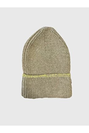 Kadın Dokuma Simli Triko Bere - Kahverengi