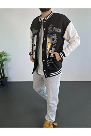 eyesof Erkek Oversize Kolej Ceket - Siyah