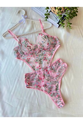 Colette Çiçek İşlemeli Pembe BodySuit