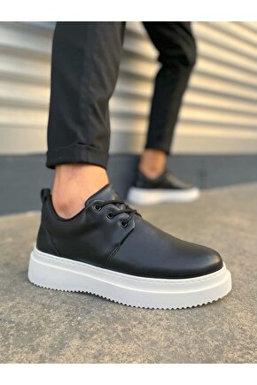 JY03 Luxor Bağcıklı Cilt Erkek Günlük Spor Klasik Ayakkabı CBT - Siyah