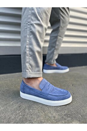 JY180 Estilo X Bağcıksız Süet Erkek Günlük Spor Klasik Ayakkabı SBT - Mavi