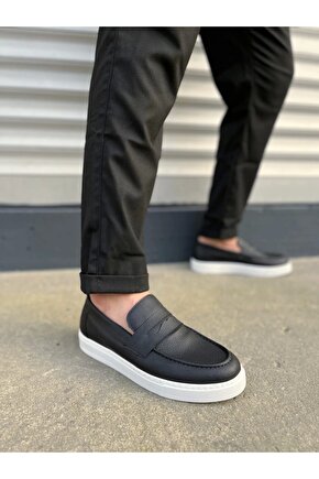 JY180 Estilo X Bağcıksız Cilt Erkek Günlük Spor Klasik Ayakkabı CBT - Siyah