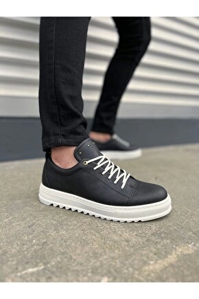 JY152 Cool Bağcıklı Cilt Erkek Günlük Spor Klasik Ayakkabı CBT - Siyah
