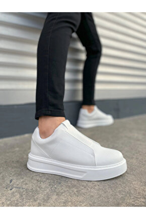 JY007 Alba Bağcıksız Cilt Erkek Günlük Sneaker Ayakkabı CBT Beyaz