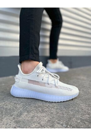 JY305 Pulse Bağcıklı Triko Kumaş Erkek Günlük Spor Ayakkabı TBT - Beyaz