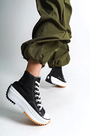 ROMA Bağcıklı Ortopedik Taban Kadın Sneaker Spor Ayakkabı TBT - Siyah