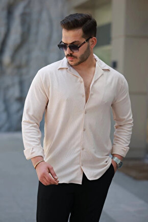 Erkek Kadife Dokulu Uzun Kollu Gömlek