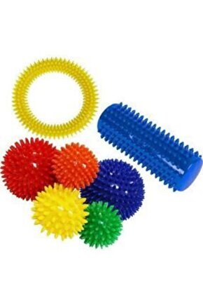 El Egzersiz Topu-masaj Topu Ayak Rulosu Çember 7 Li Set, Dikenli Top
