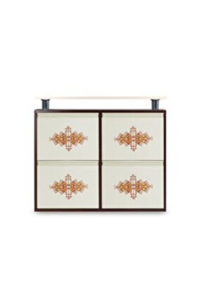 2+2 Metal Ayakkabılık (Kahve-Krem-Kilim) | Kullanışlı, Sağlam ve Şık