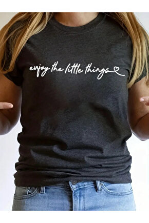 eyesof Kadın Kısa Kollu önü Yazı Baskılı Basic Süprem Bluz