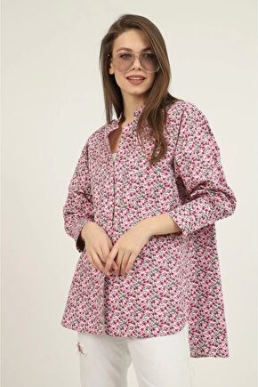 Kırmızı V Yakalı Ve Desenli Gömlek