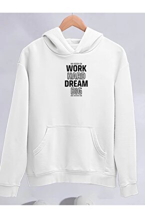 Kışlık Üç İplik Kapşonlu weathirt Beyaz