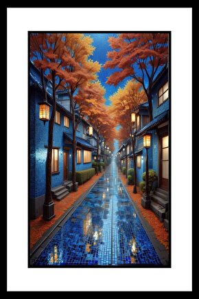 Sonbahar Sokağı Digital Art ( ÇERÇEVESİZ - ÇERÇEVE YOKTUR ) ( ULTRA HD ) FOLYO AFİŞ - POSTER