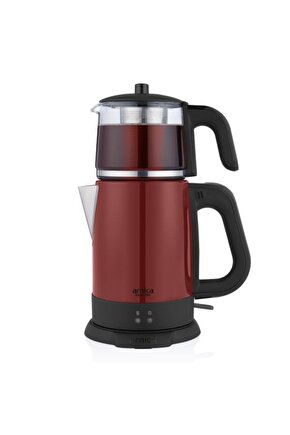 Demli Stil IH33204 CAM Demlikli Çay Makinesi Kırmızı