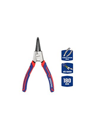 WP231150 180MM Cr-V Düz Yaylı Profesyonel Dış Segman Pensesi