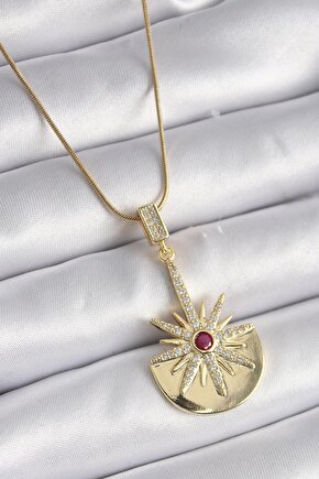 316l Çelik Gold Renk Zirkon Taşlı Yıldız Model Kadın Kolye