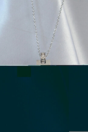 BFS 316L Çelik Zincir Gümüş Renk Zirkon Taşlı Aşk Mektubu Kolye