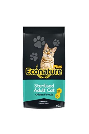 Econature Plus Tavuklu Kısırlaştırılmış Yetişkin Kedi Maması 15 Kg