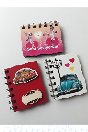 Aşk&arabalı Ahşap Anı&hatıra Defteri 10x8 Cmkaligrafi Fon Hediyeli