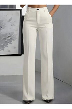 MDB Kadın Yüksek Bel Cepli Ithal Krep Pantolon