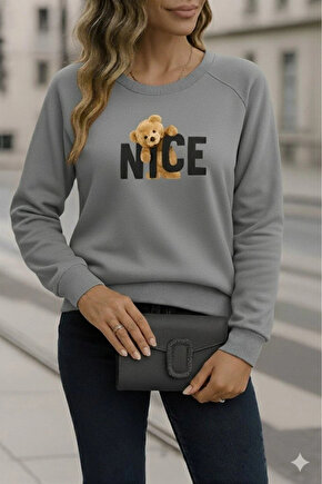 Kadın Uzun Kollu Bisiklet Yaka Viskon Iki Iplik Bluz